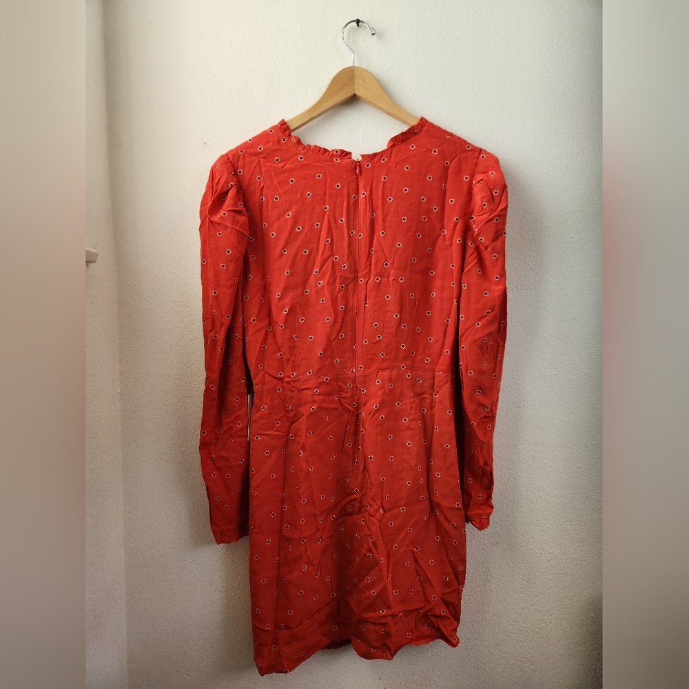 ASTR‎ The Label Revolve Marinke Dress Floral Faux Wrap Long Sleeve Red XL NWT - Picture 7 of 9